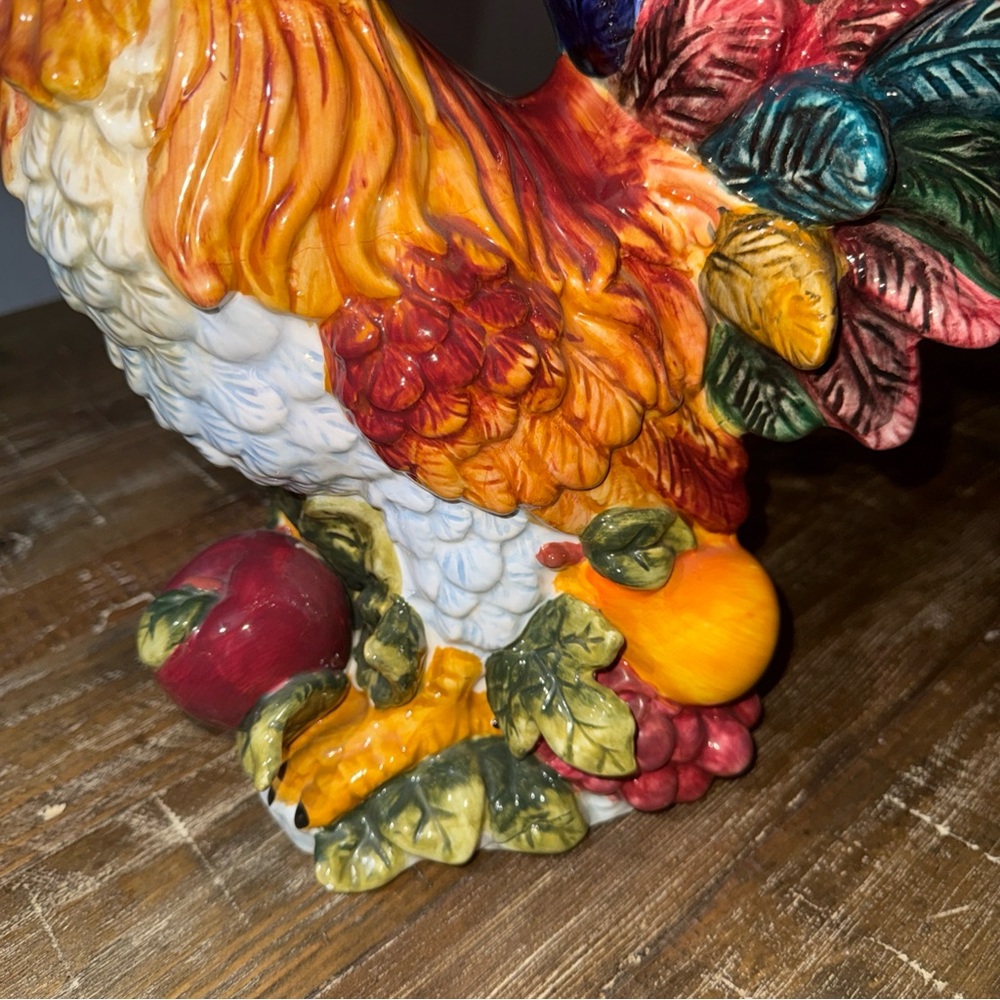 Hand-Painted Multicolor Ceramic Rooster Figurine - Decorative Home Accent - Picture 7 of 9